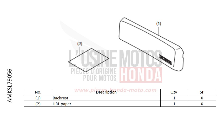 KIT,BACKREST(PLA 58L) de Africa Twin DCT MAT BALLISTIC BLACK METALLIC (NHA86) 2022
